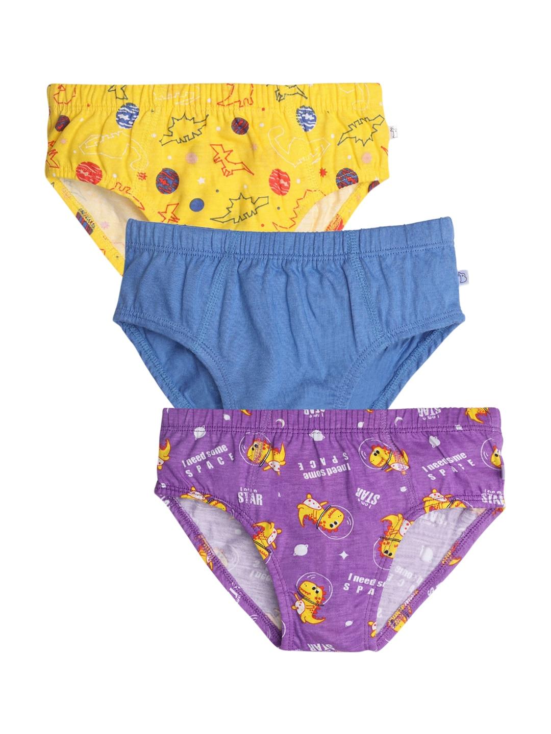 SuperBottoms Boys Assorted Printed Pack Of 3 Sustainable Briefs