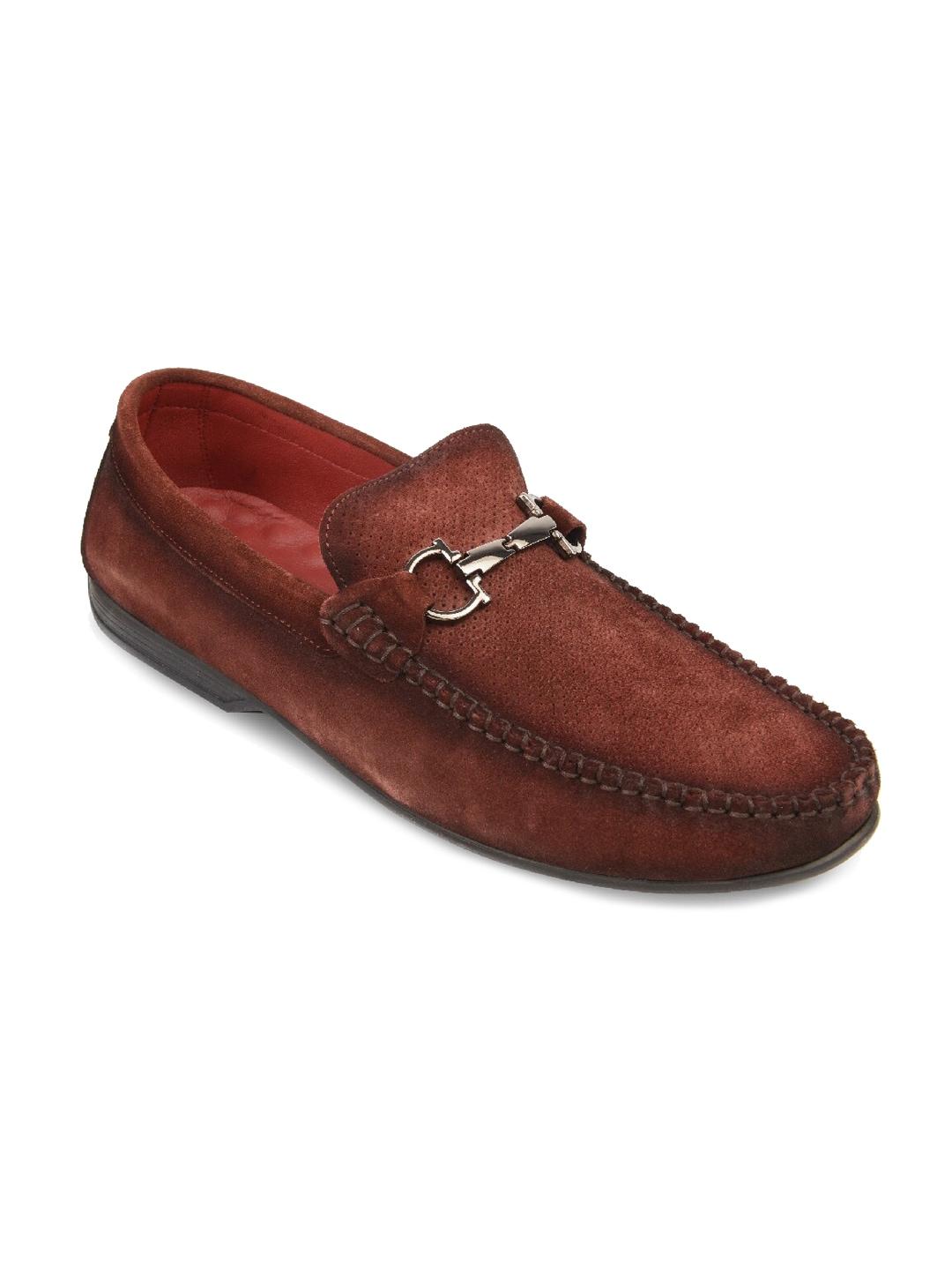 Regal Men Maroon Textured Leather Loafers