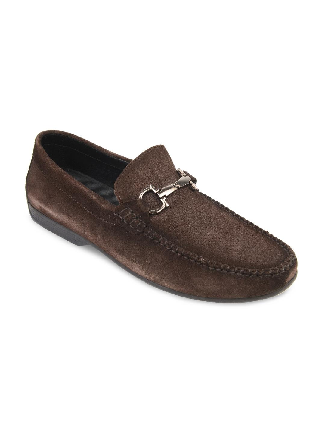 Regal Men Brown Textured Leather Loafers