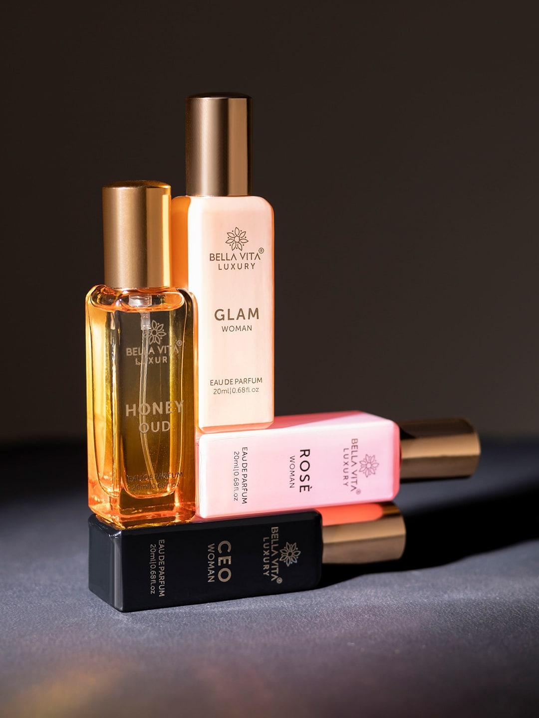 Bella Vita Organic Women Pink Set of Honey - Rose - Glam - CEO Eau De Parfum  - 20 ml Each