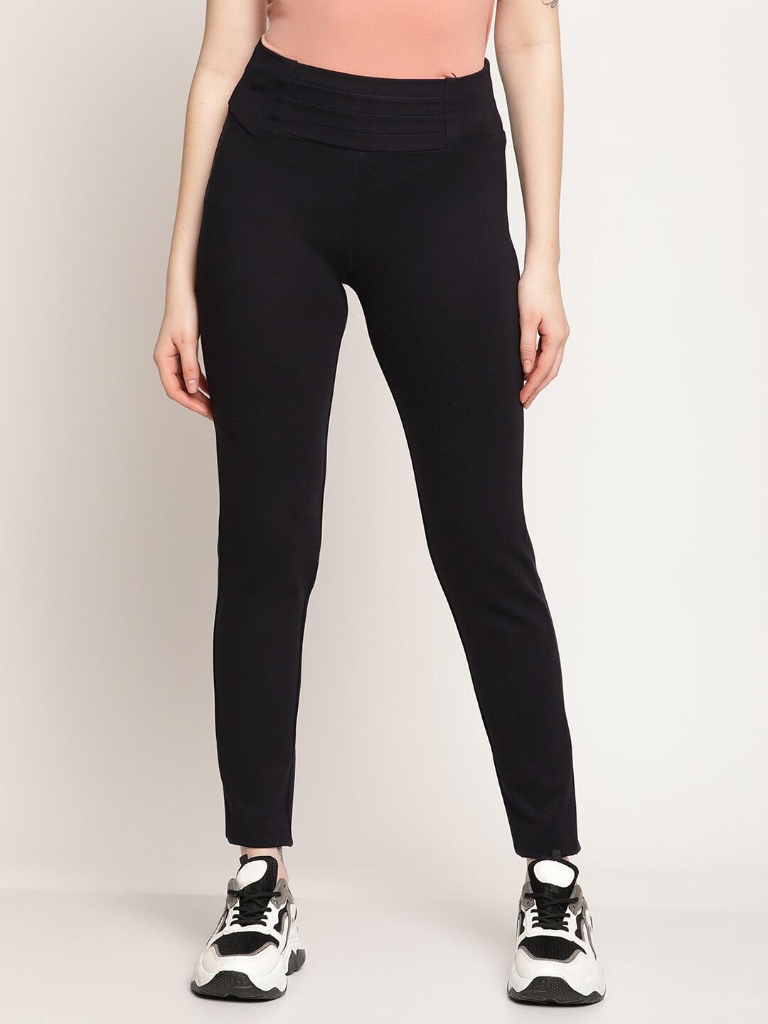 Cantabil Women Navy-Blue Solid Cotton Jeggings