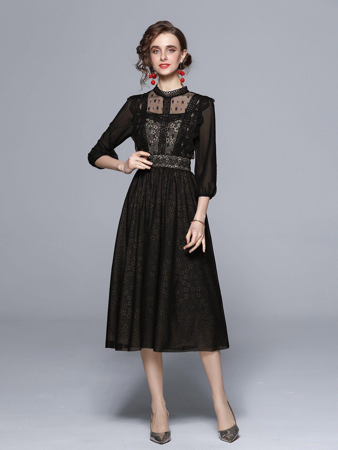 jc-collection-black-floral-length-midi-dress