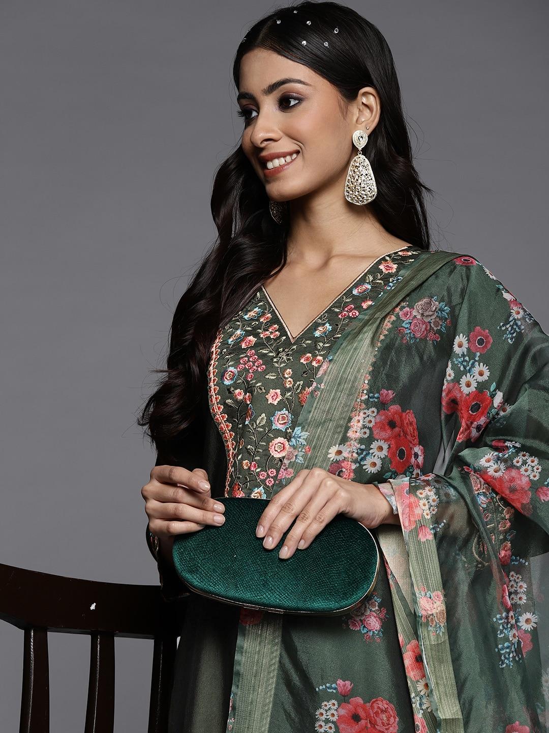 indo-era-women-green-yoke-design-embroidered-liva-kurta-with-palazzos-&-dupatta