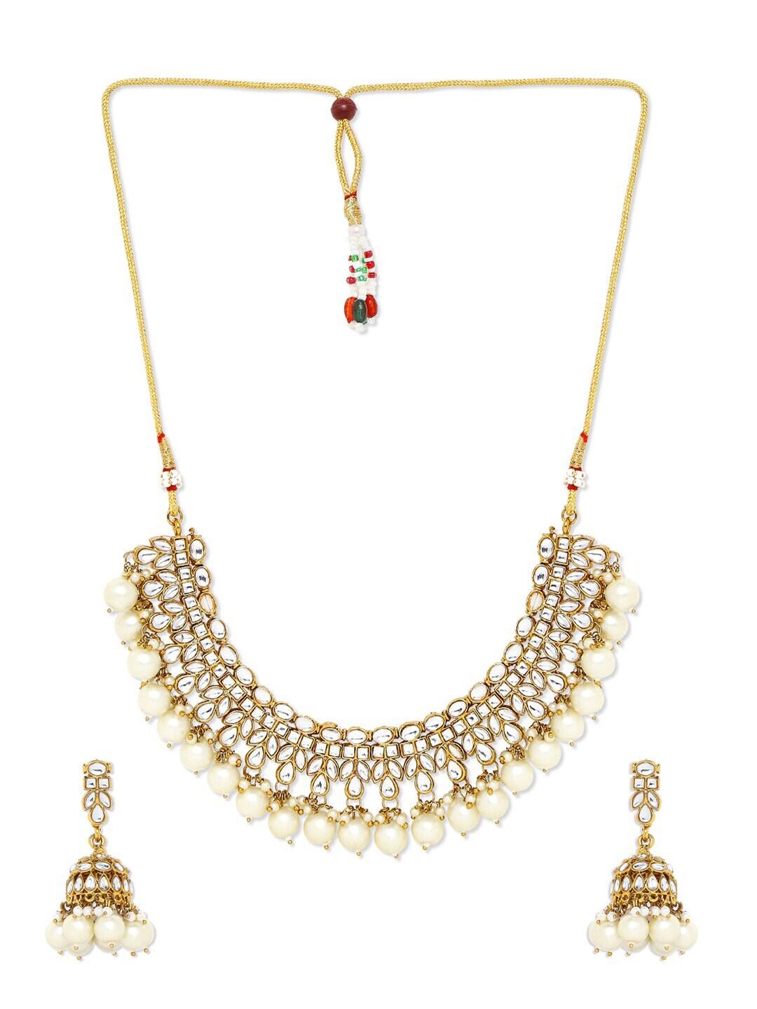 Mahi White Gold-Plated Necklace & Earrings
