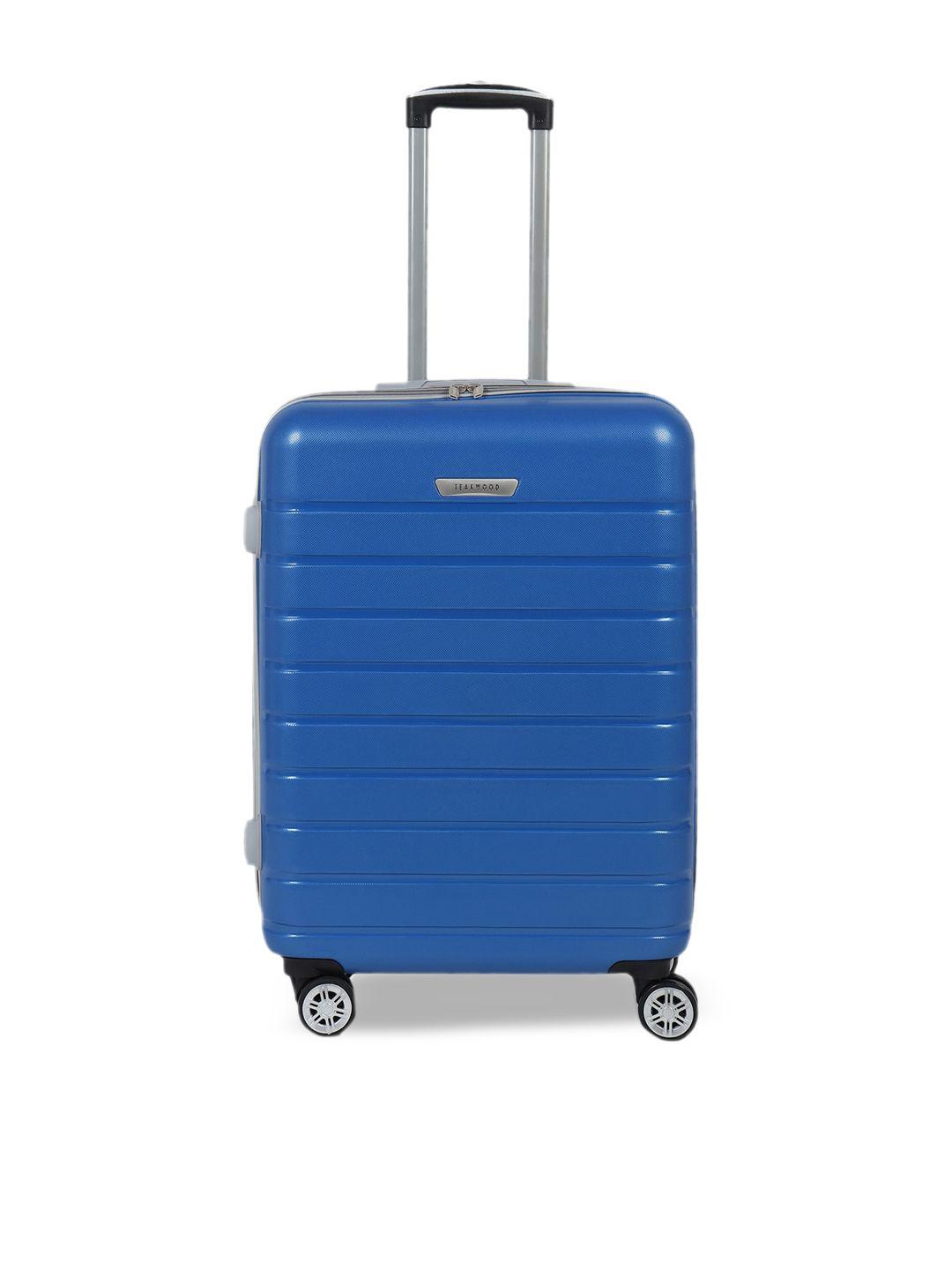 Teakwood Leathers Blue Textured Trolley Suitcase