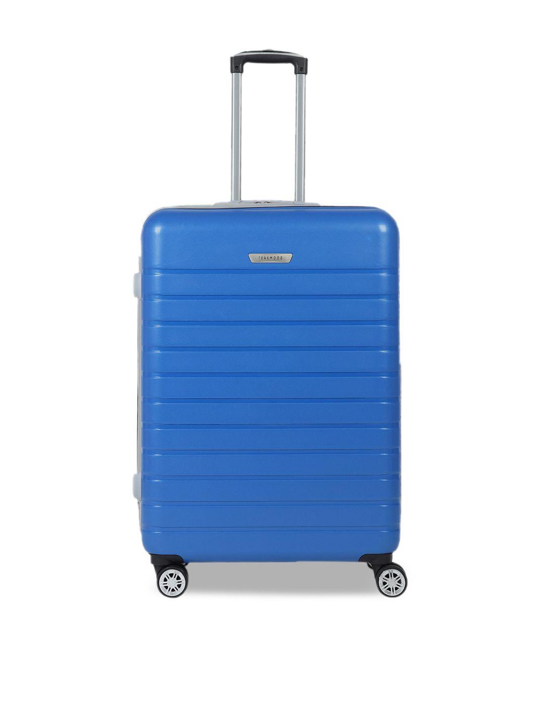 Teakwood Leathers Blue Textured Hard-Sided Large Trolley Suitcase