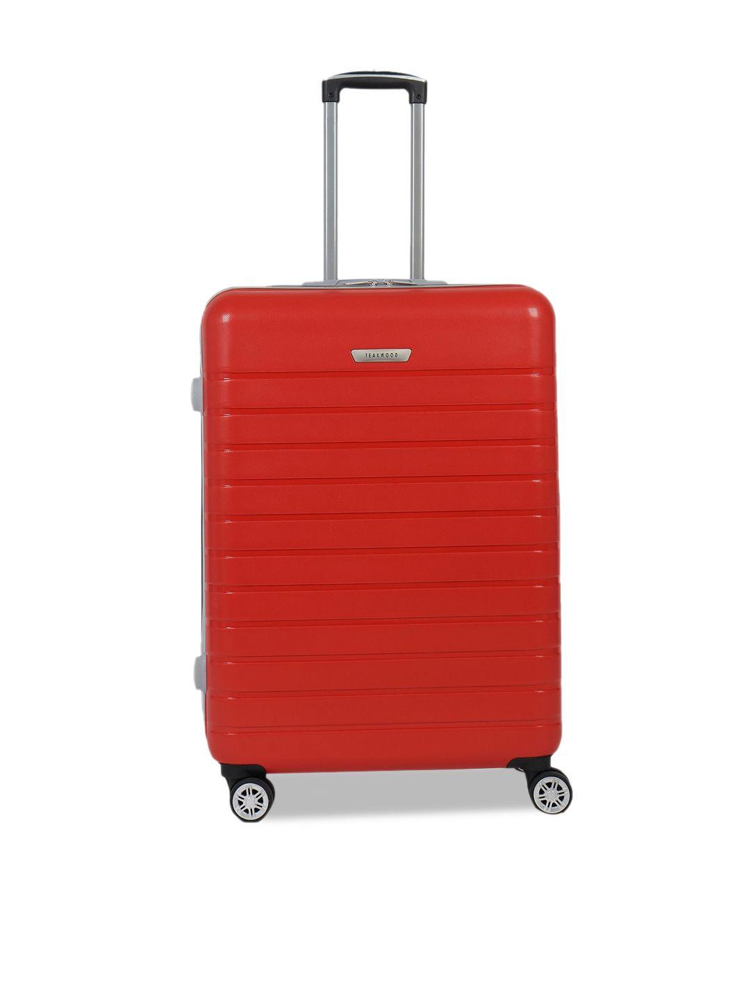 Teakwood Leathers Red Textured Hard-Sided Large Trolley Suitcase