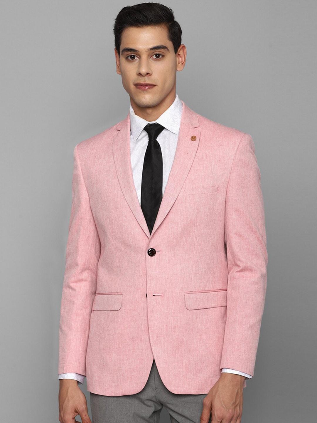 Allen Solly Men Pink Solid Slim-Fit single-breasted Blazer