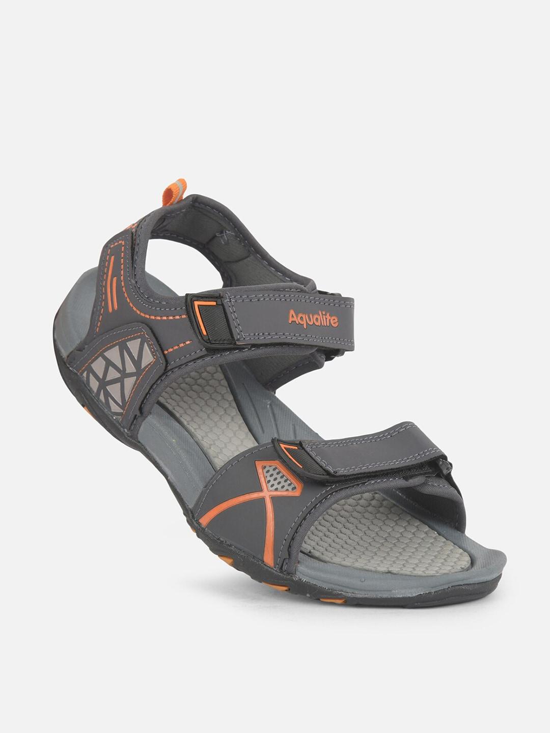 Aqualite Men Grey & Orange Sport Sandals