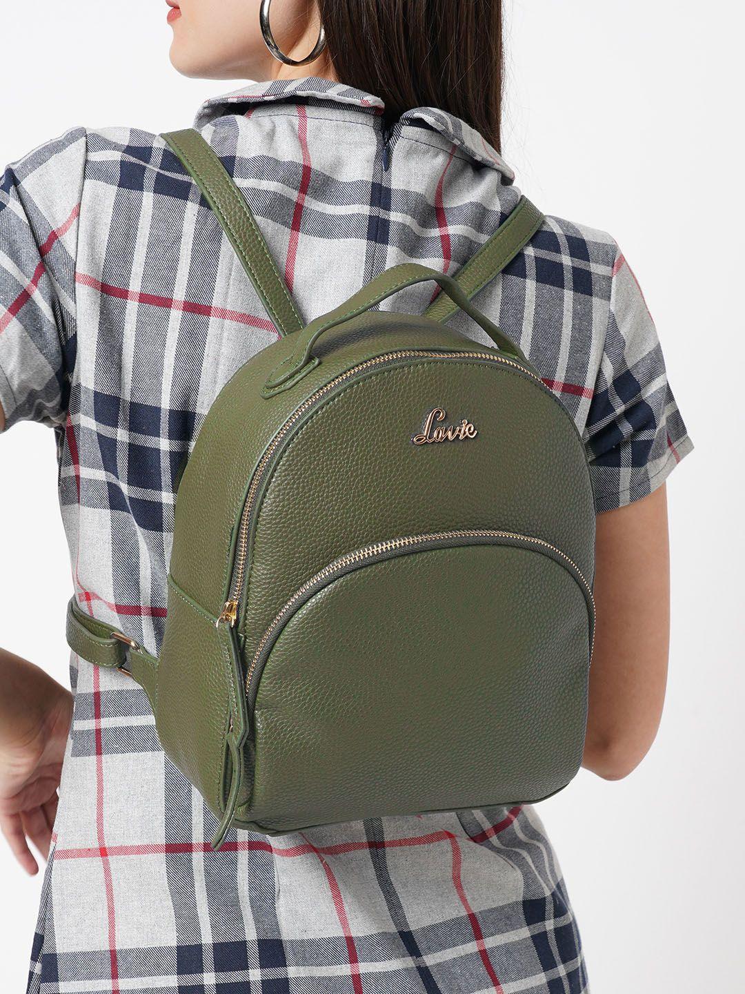 lavie-beetle-girls-olive-green-solid-backpack