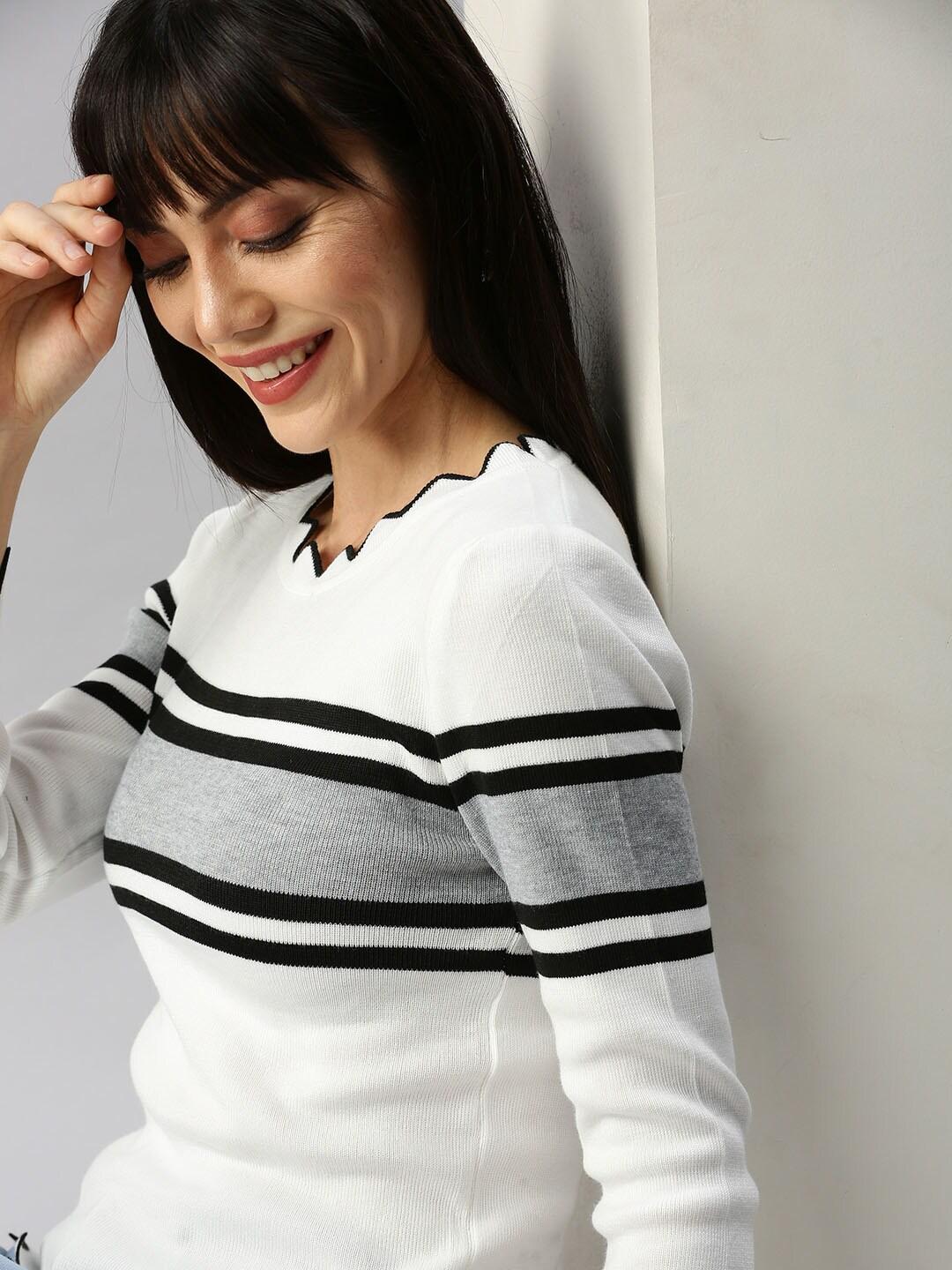 SHOWOFF White Striped Top