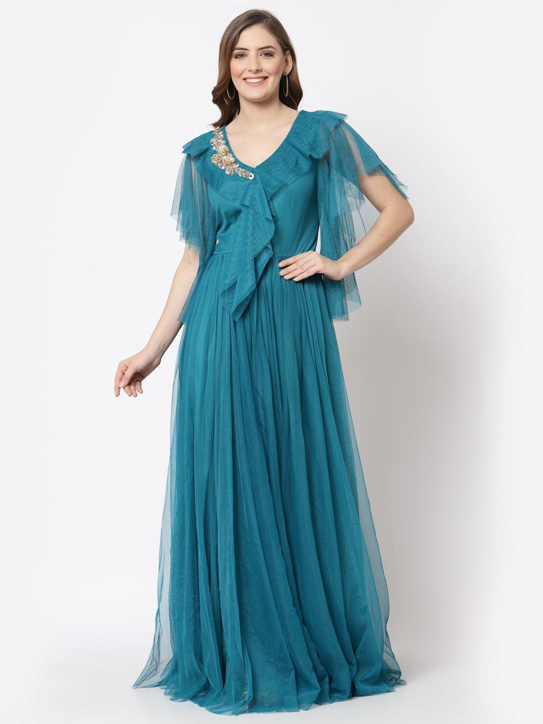 just-wow-teal-embellished-net-maxi-dress