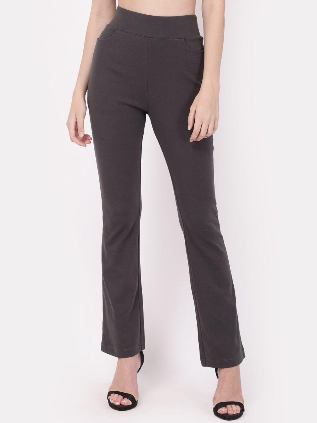 yoonoy-women-charcoal-grey-skinny-fit-high-rise-bootcut-trousers