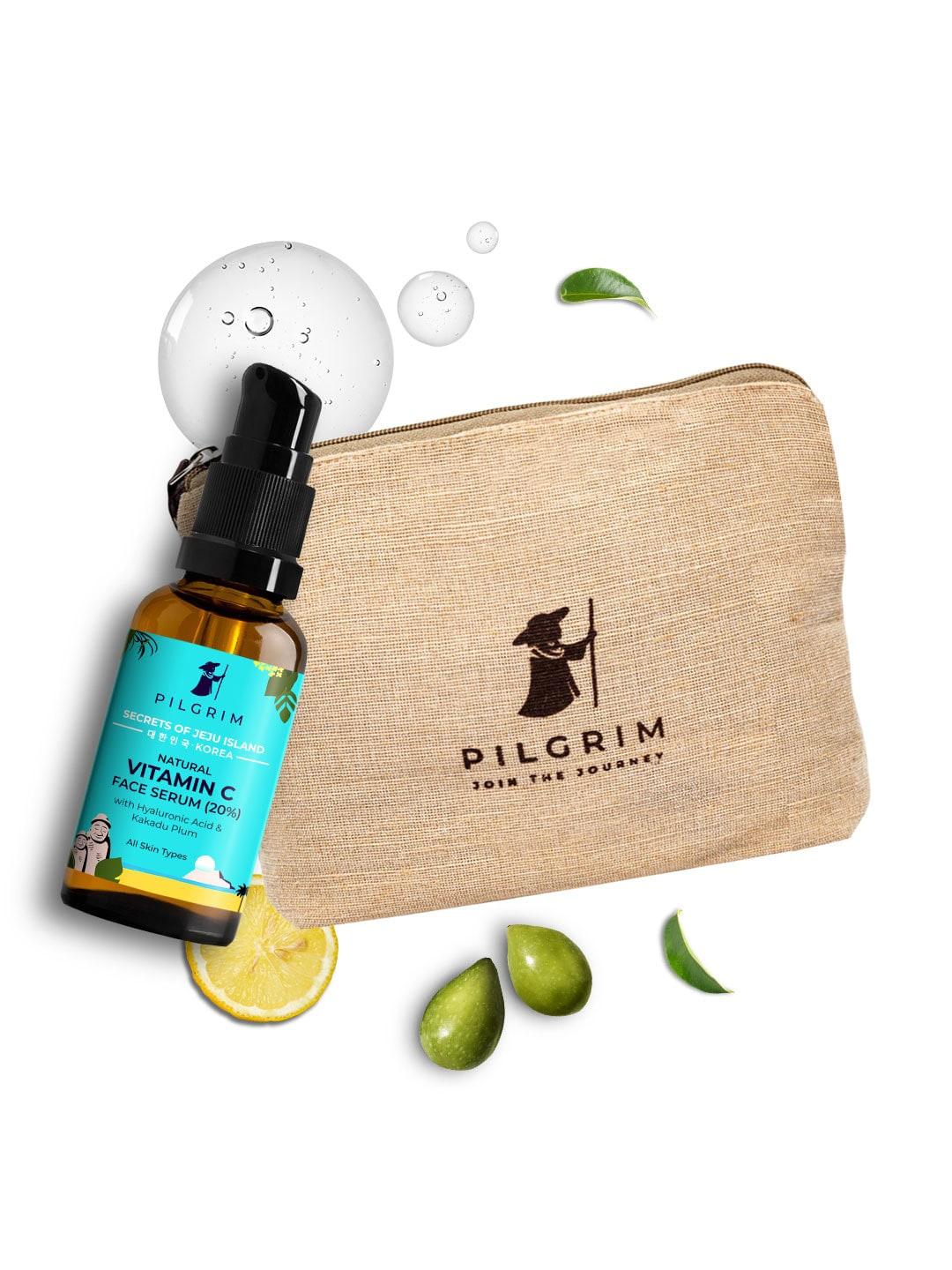 Pilgrim Natural Vitamin C Face Serum with Hyaluronic Acid & Kakadu Plum 30ml with Jute Bag