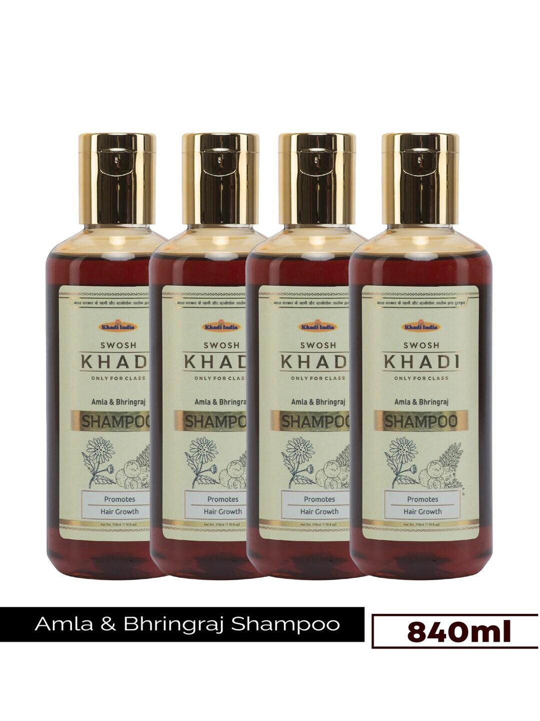 SWOSH Set of 4 Khadi Amla & Bhringraj Shampoo for Hair Growth - 210 ml Each