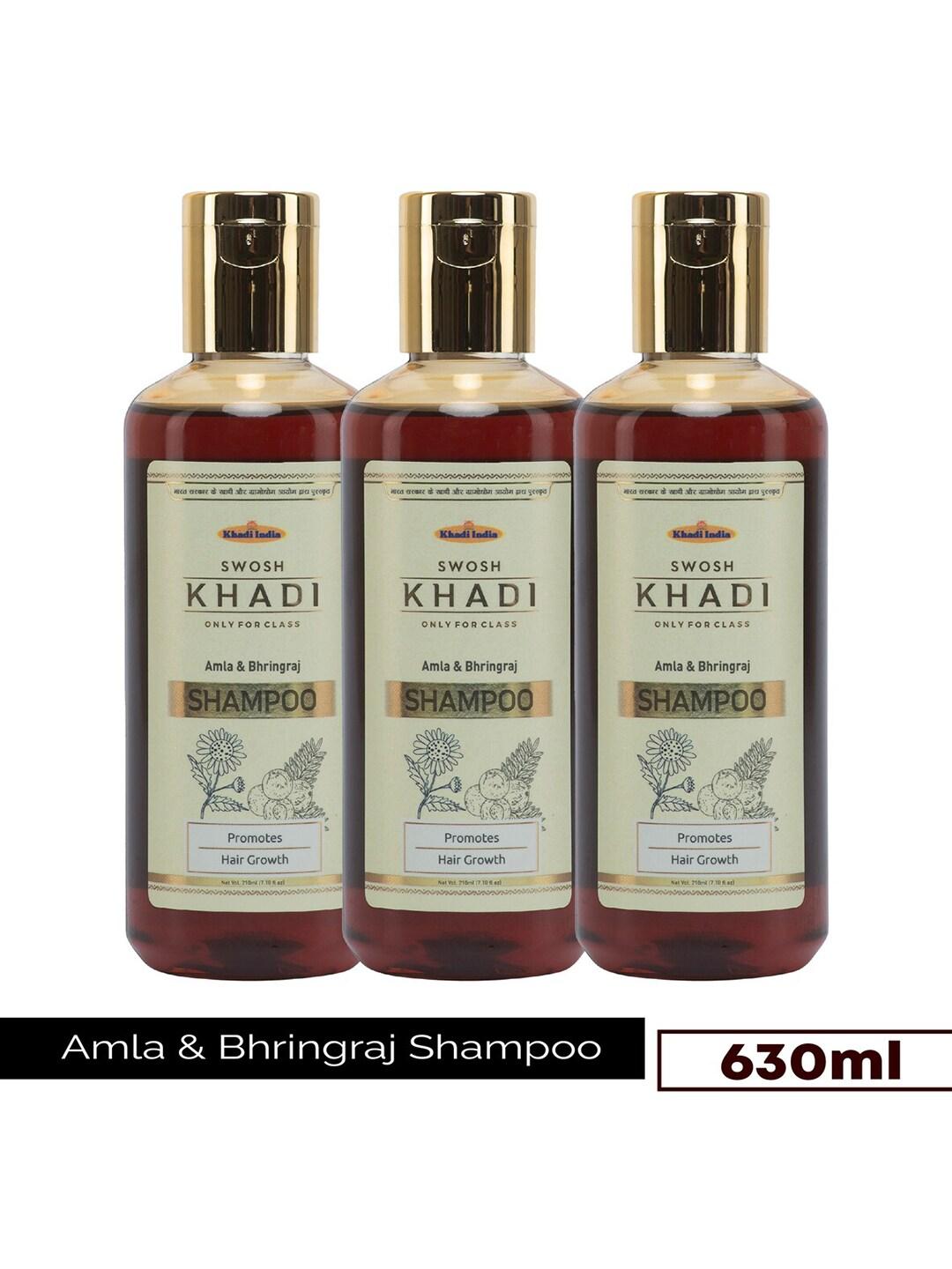 SWOSH Set of 3 Khadi Amla & Bhringraj Shampoo for Hair Growth - 210 ml Each