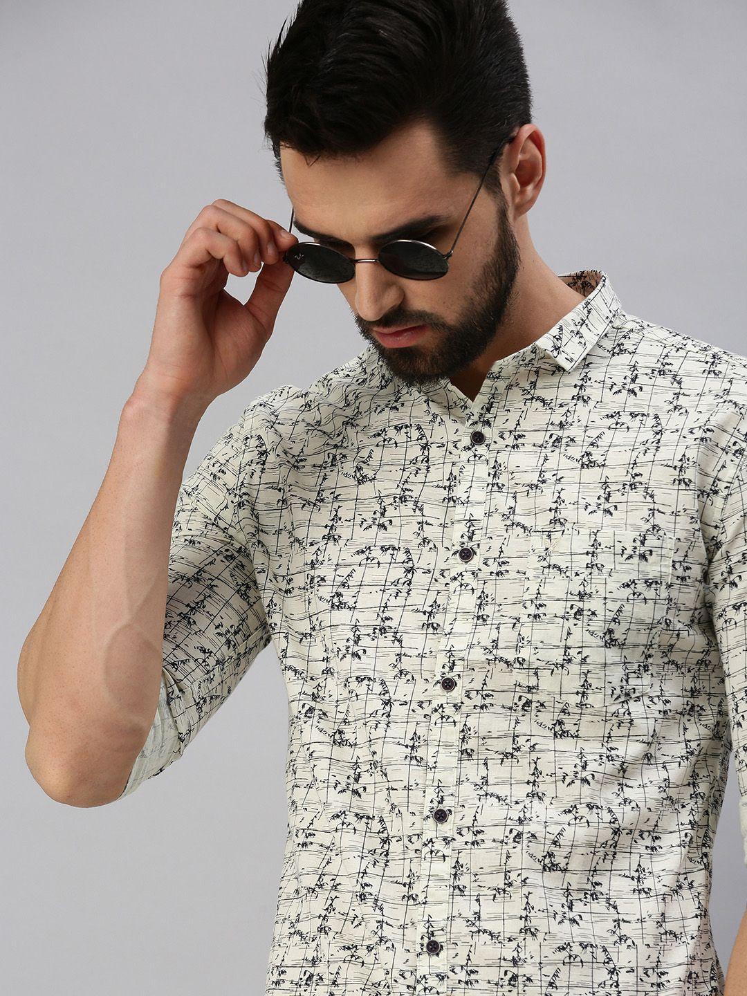 showoff-men-cream-coloured-premium-slim-fit-printed-casual-shirt