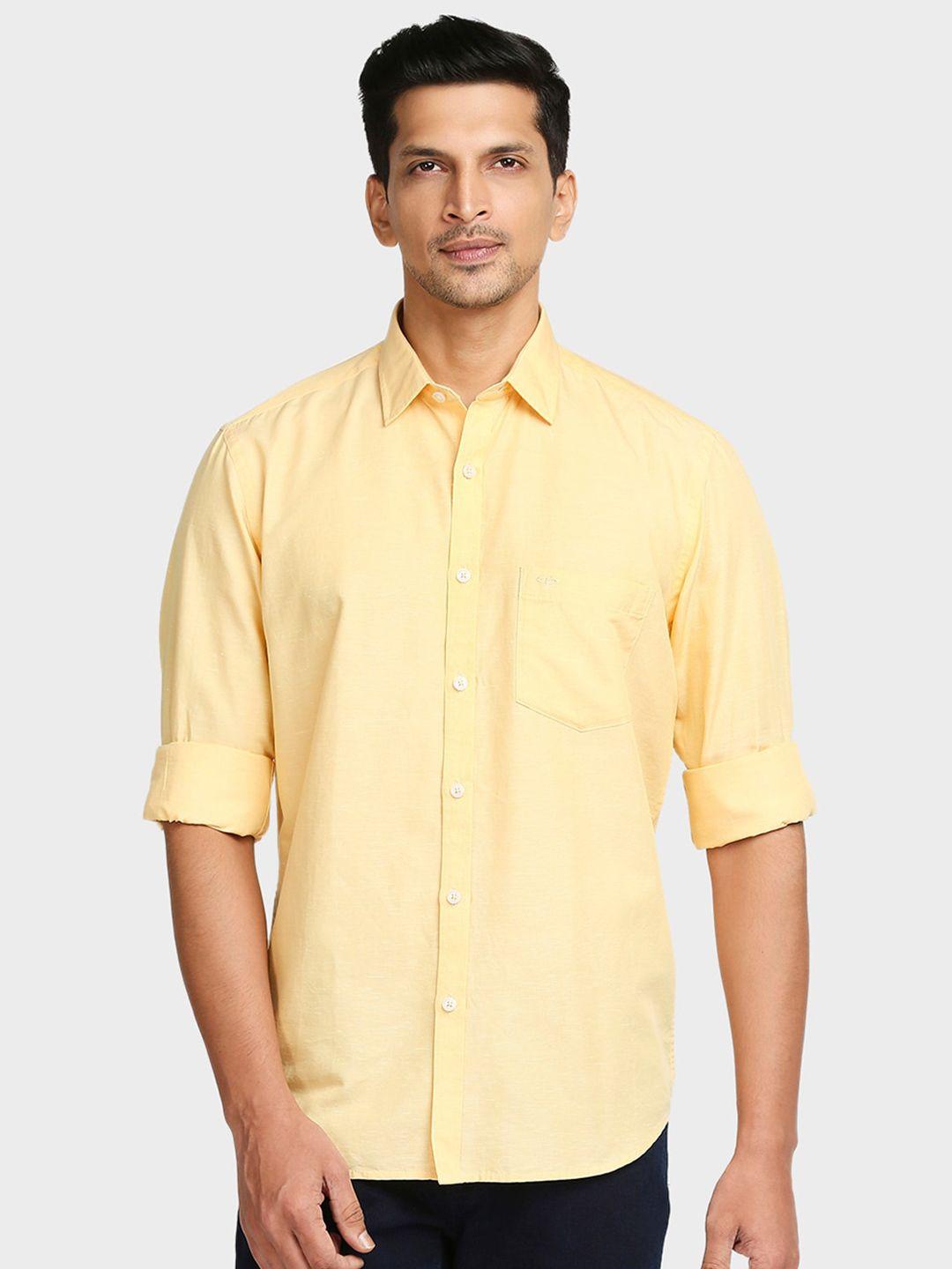 colorplus-men-yellow-tailored-fit-casual-shirt
