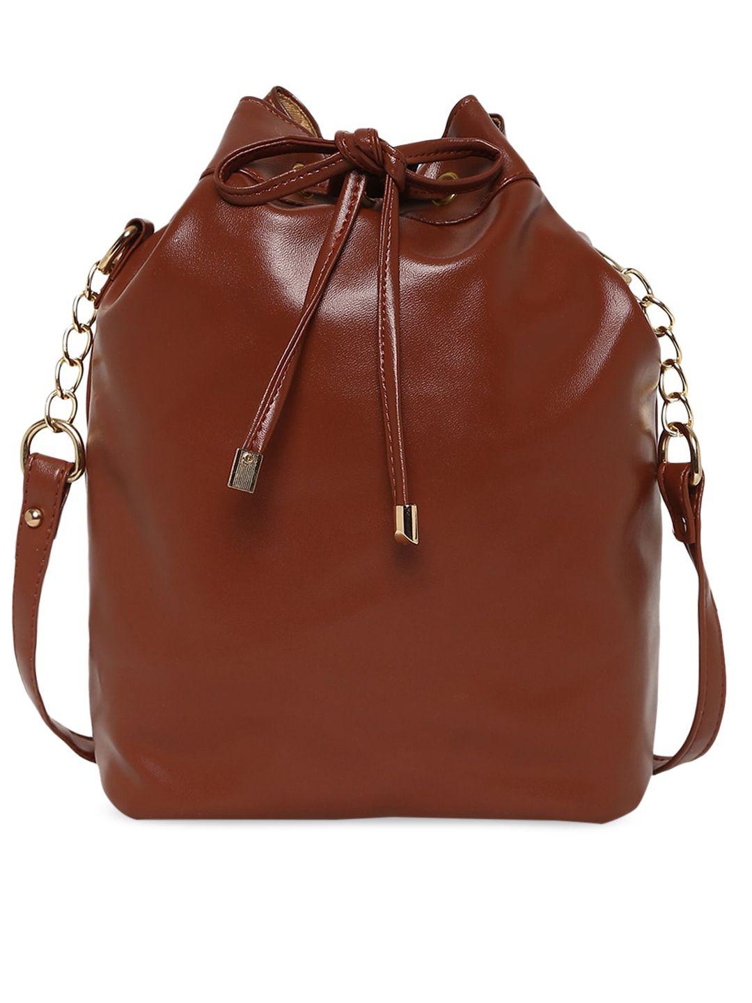 KLEIO Brown PU Bucket Shoulder Bag