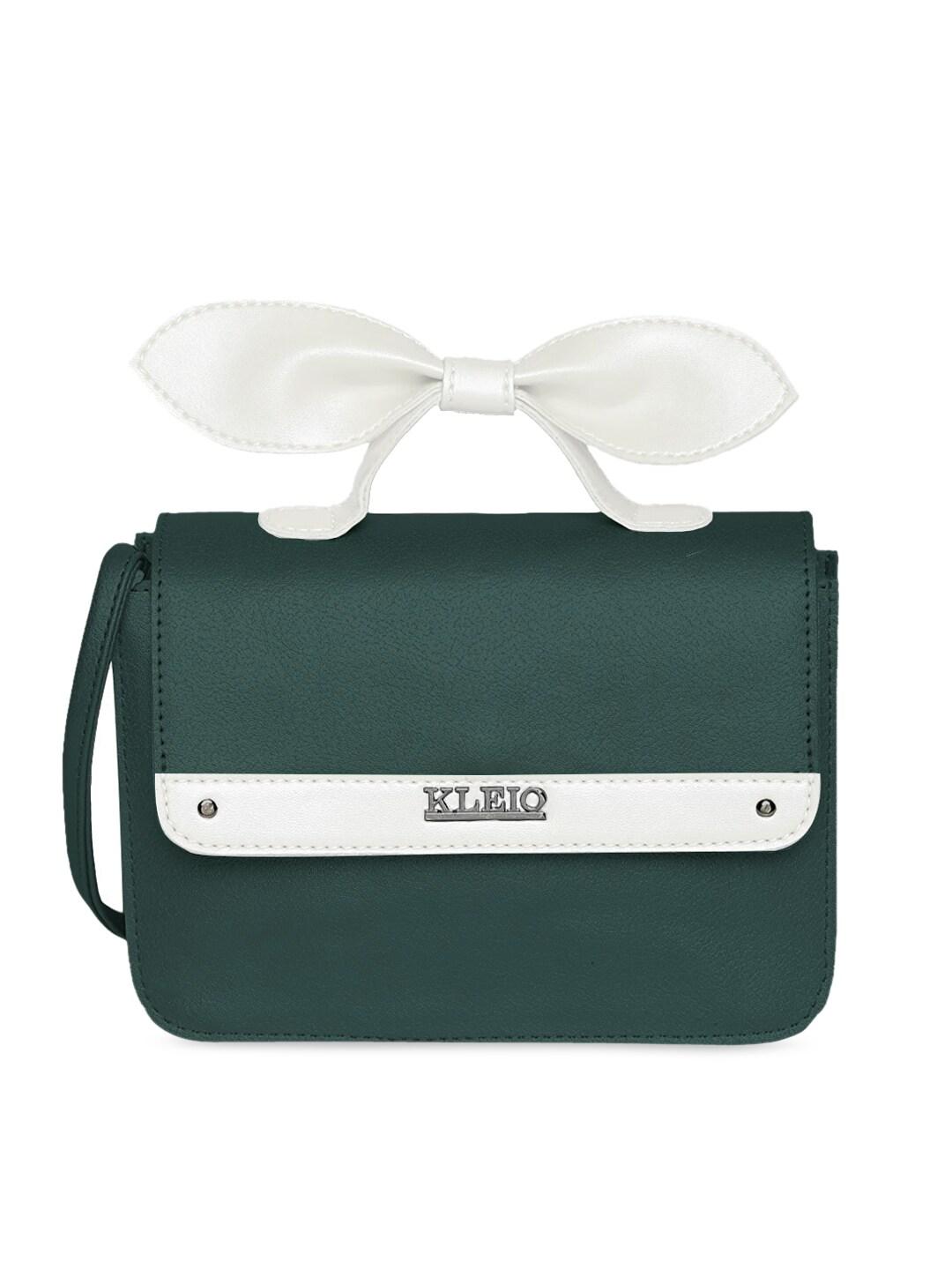 KLEIO Women Colourblocked =Structured Sling Bag With Bow Detail