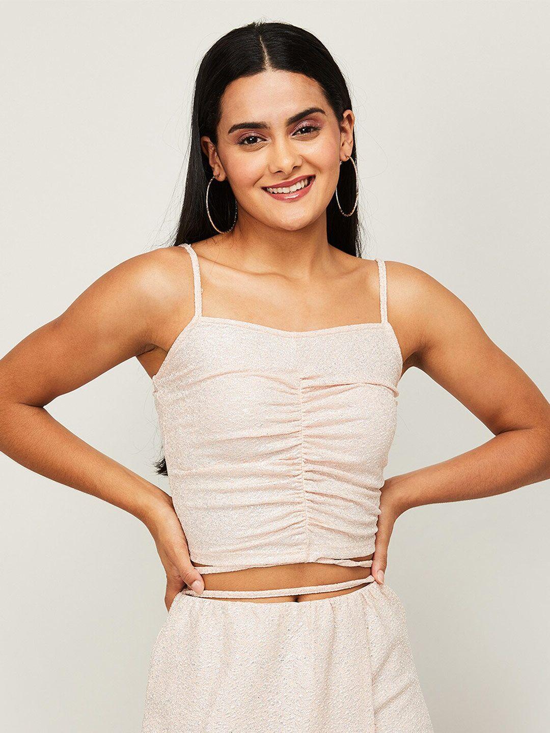 Ginger by Lifestyle Pink Solid Crop Top