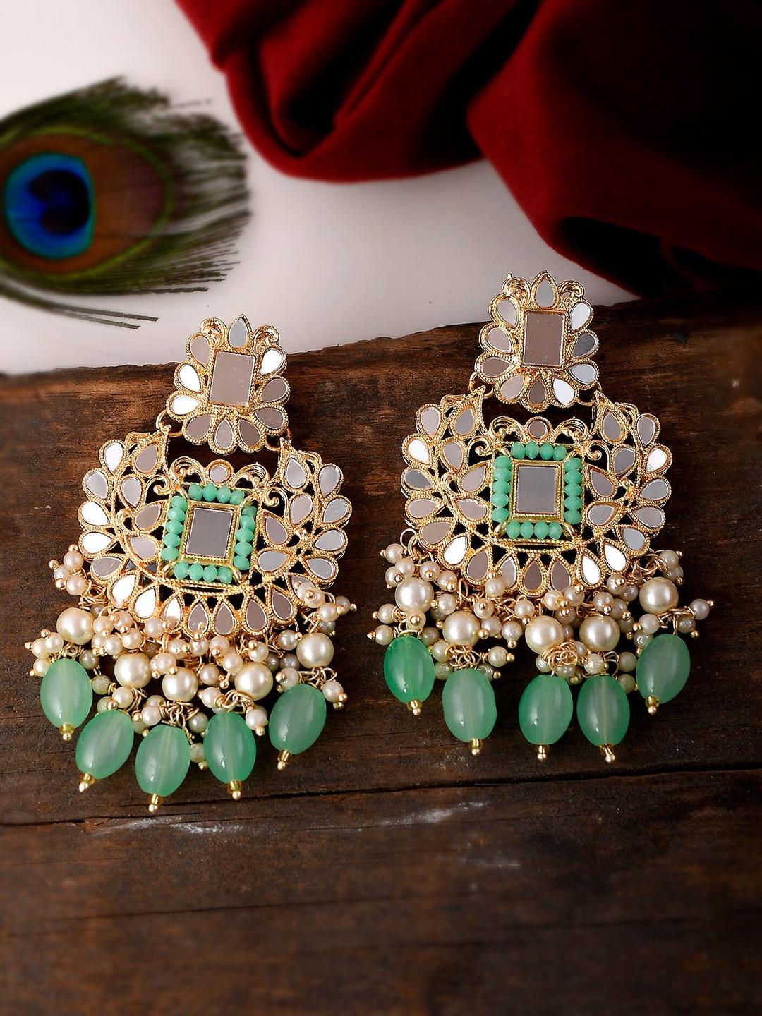 shoshaa-gold-plated-green-handcrafted-mirror-work-drop-earrings