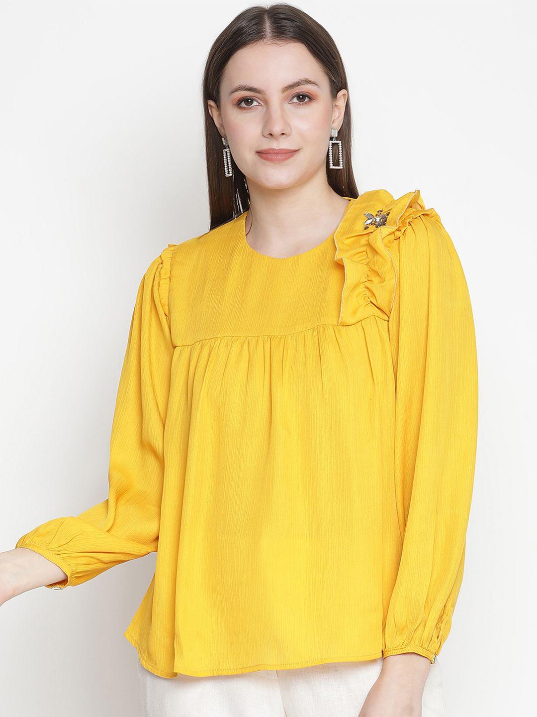oxolloxo-yellow-solid-ruffled-empire-top