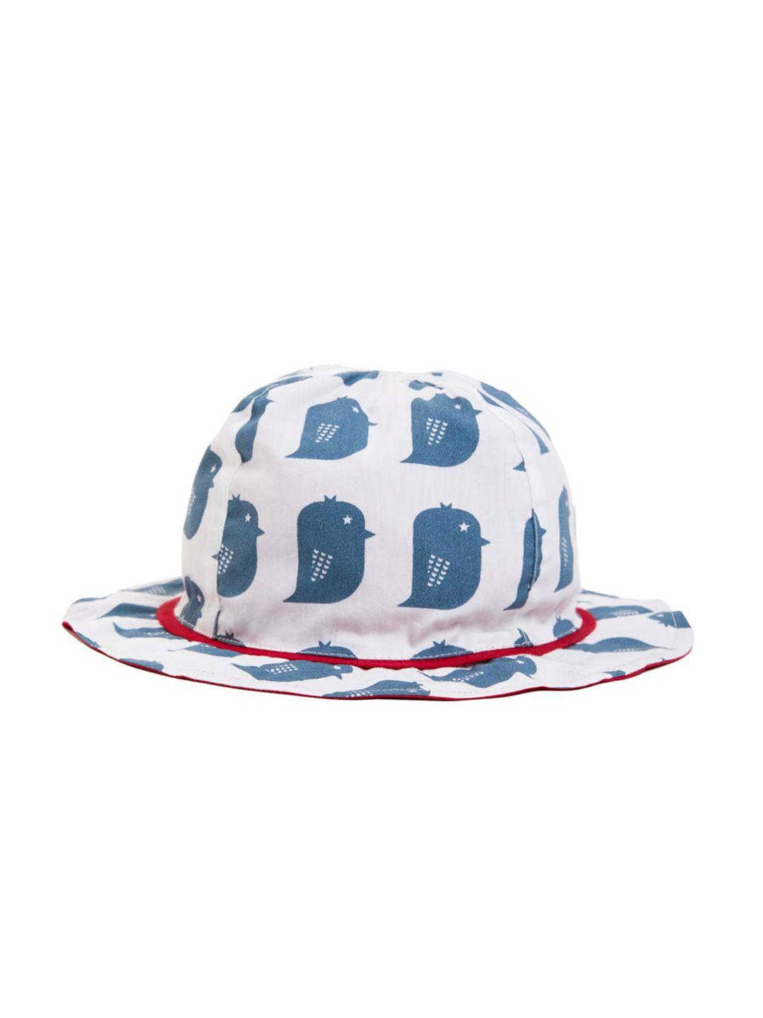 Nino Bambino Infant Boys White & Blue Printed Organic-Cotton Crown Hat