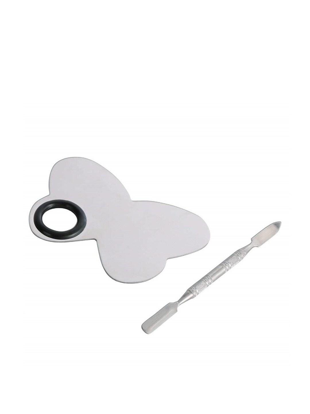 Beaute Secrets Butterfly-Shaped Makeup Blending Palette with Spatula - Silver-Toned