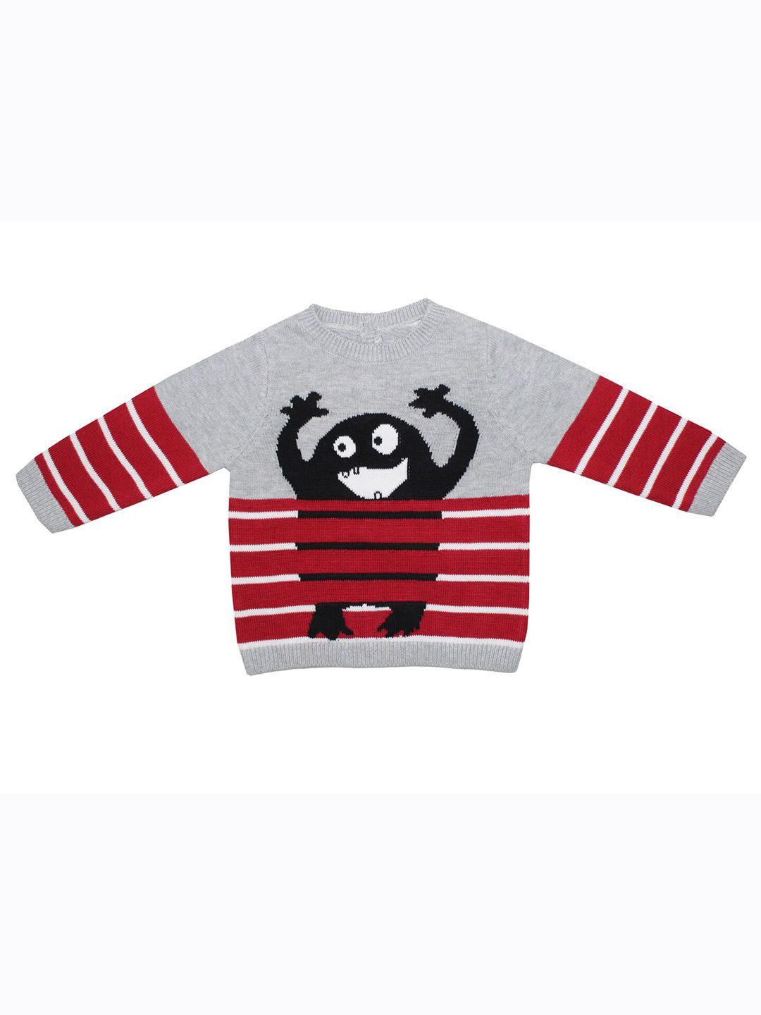 JWAAQ Boys Grey & Red Typography Printed Pullover