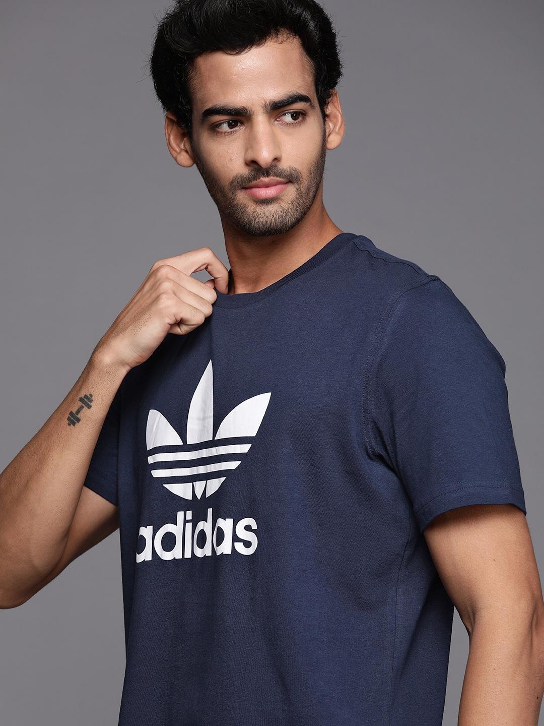 adidas-originals-men-navy-blue-&-white-pure-cotton-trefoil-brand-logo-print-t-shirt