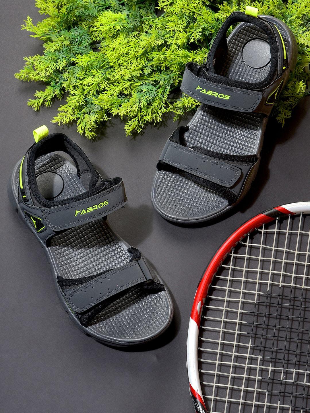 ABROS Men Grey Solid Sports Sandals