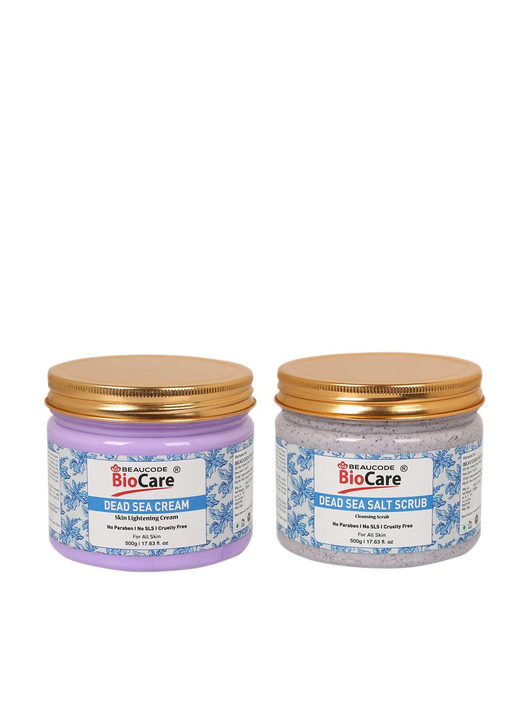 beaucode-biocare-adults-cream,-blue-pack-of-2-dead-sea-face-and-body-scrub-and-cream-500g