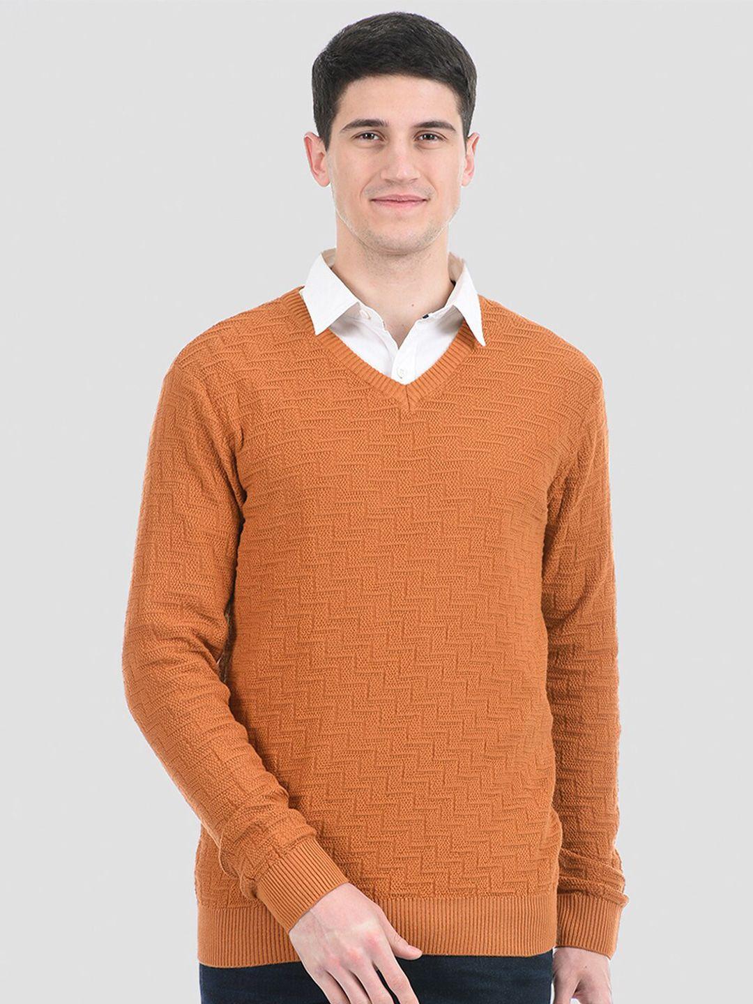 portobello-men-brown-self-design-pullover