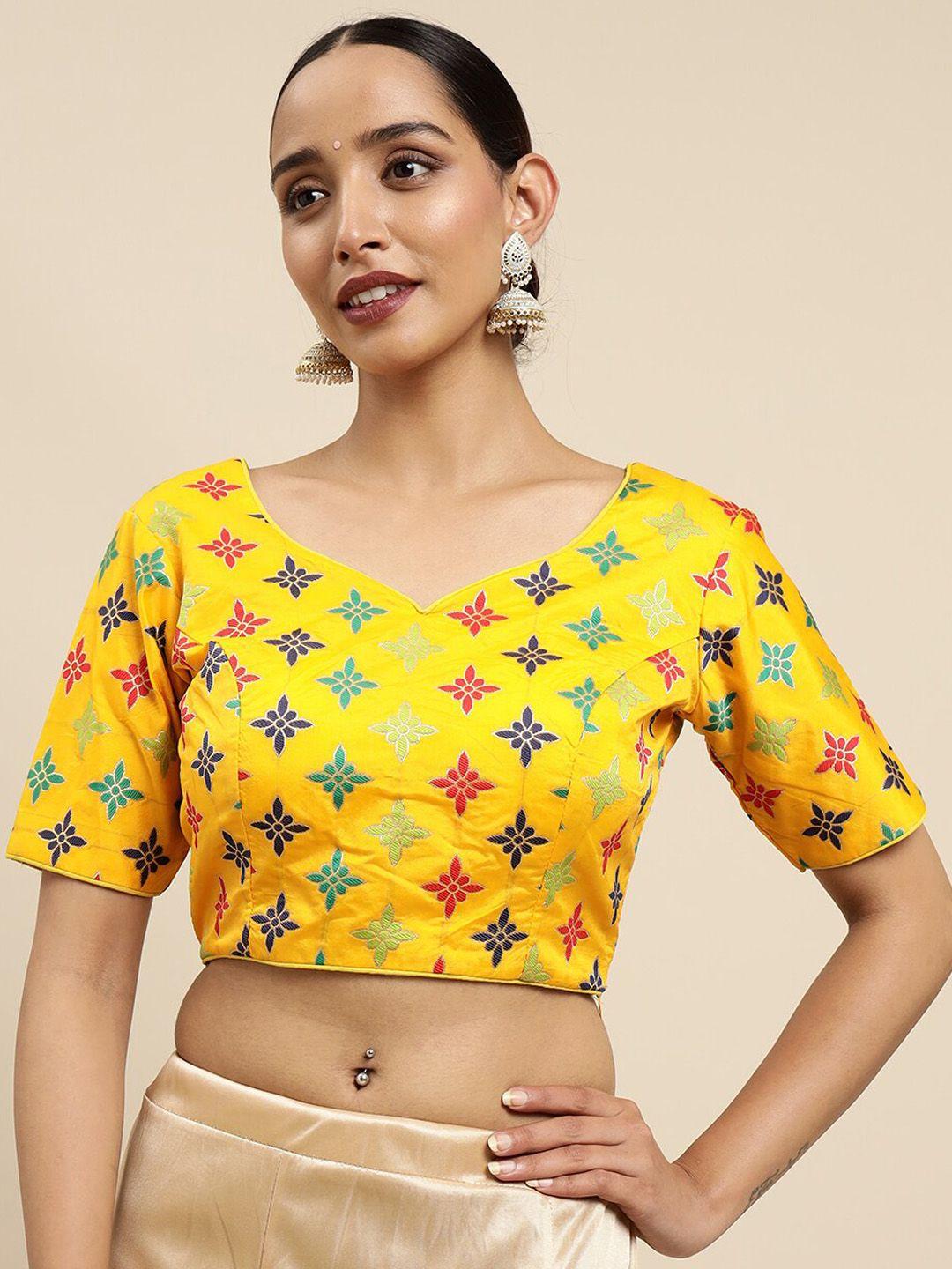 mimosa-women-gold-colored-woven-design-raw-silk-readymade-saree-blouse