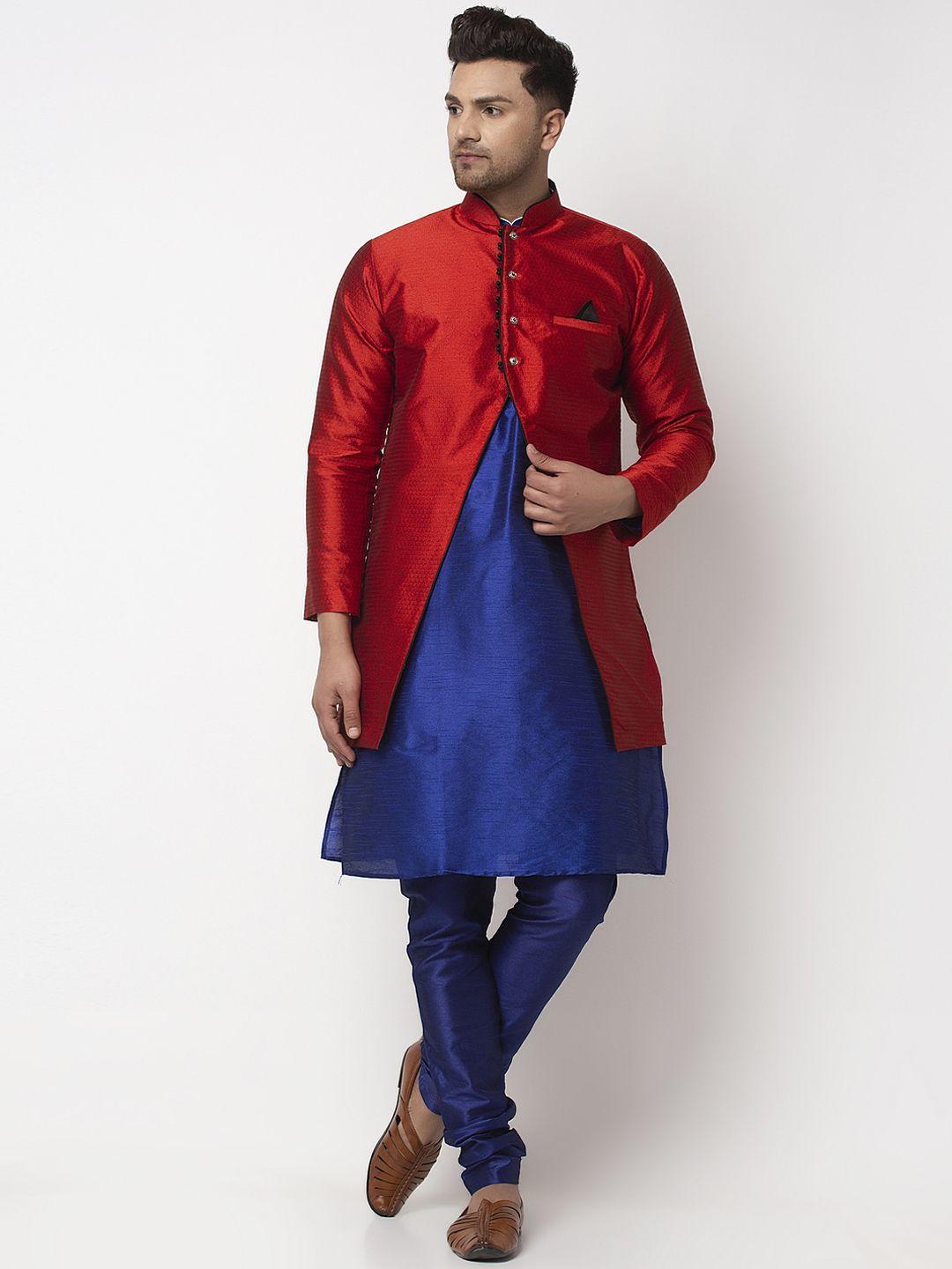 benstoke-men-blue-dupion-silk-kurta-with-churidar-and-ethnic-jacket