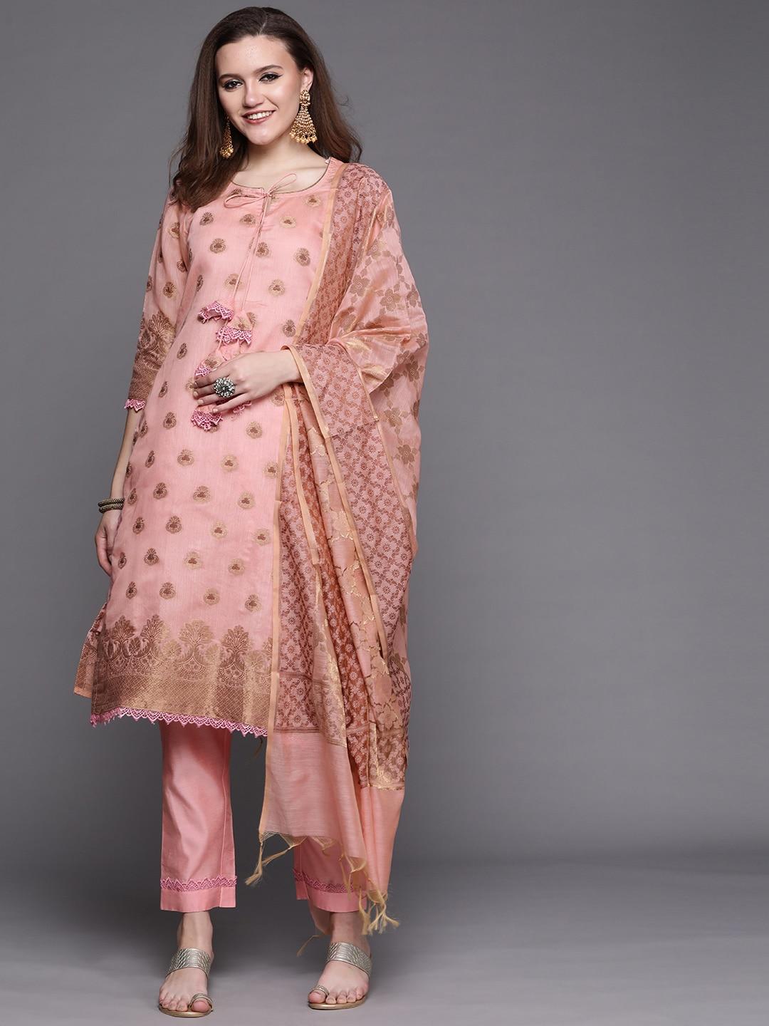 Chhabra 555 Women Pink Dress Material