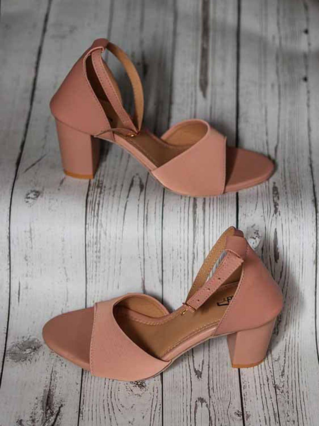 brauch-women-pink-textured-synthetic-block-heels