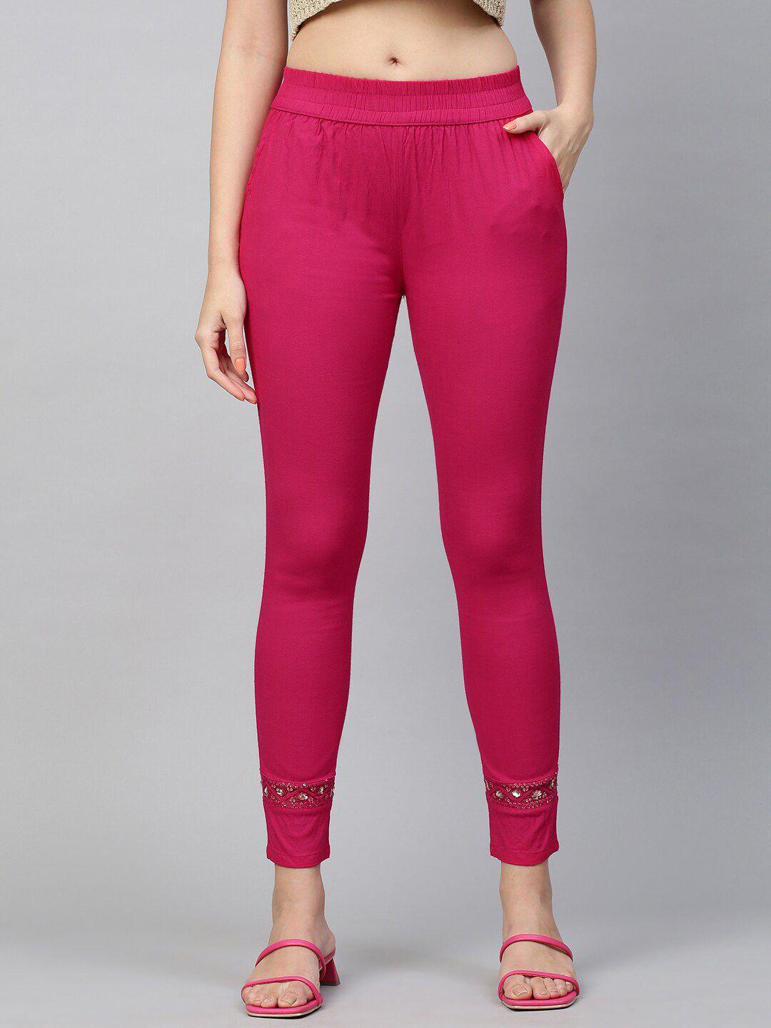 FASHOR Women Pink Solid Skinny-Fit Jeggings