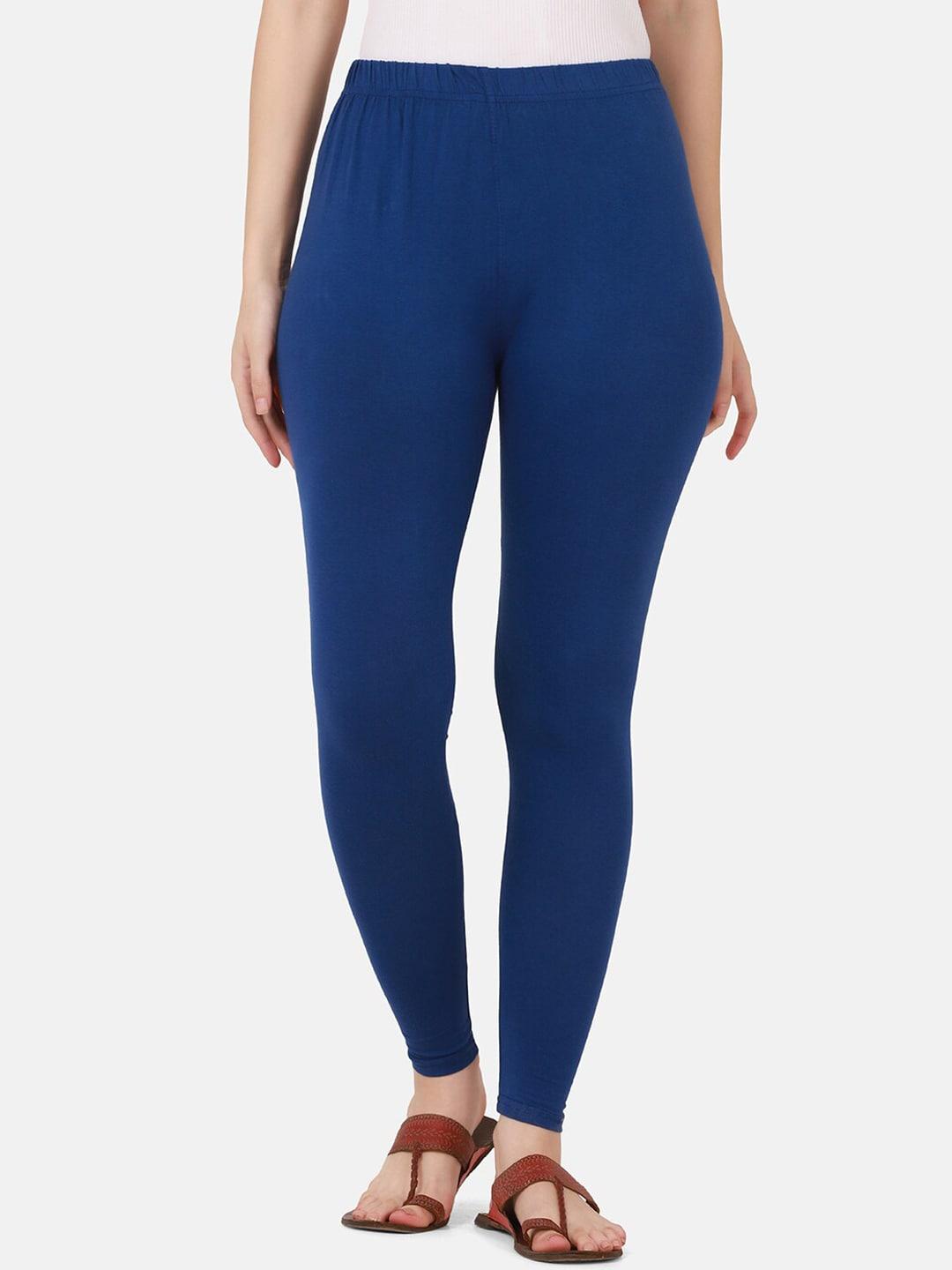 BUY NEW TREND Women Blue Solid Pure Cotton Leggings