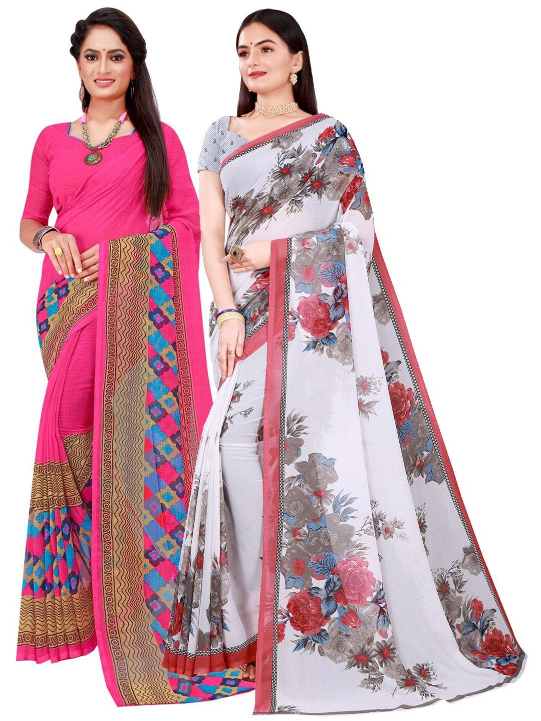 florence-pack-of-2-magenta-&-white-pure-georgette-saree
