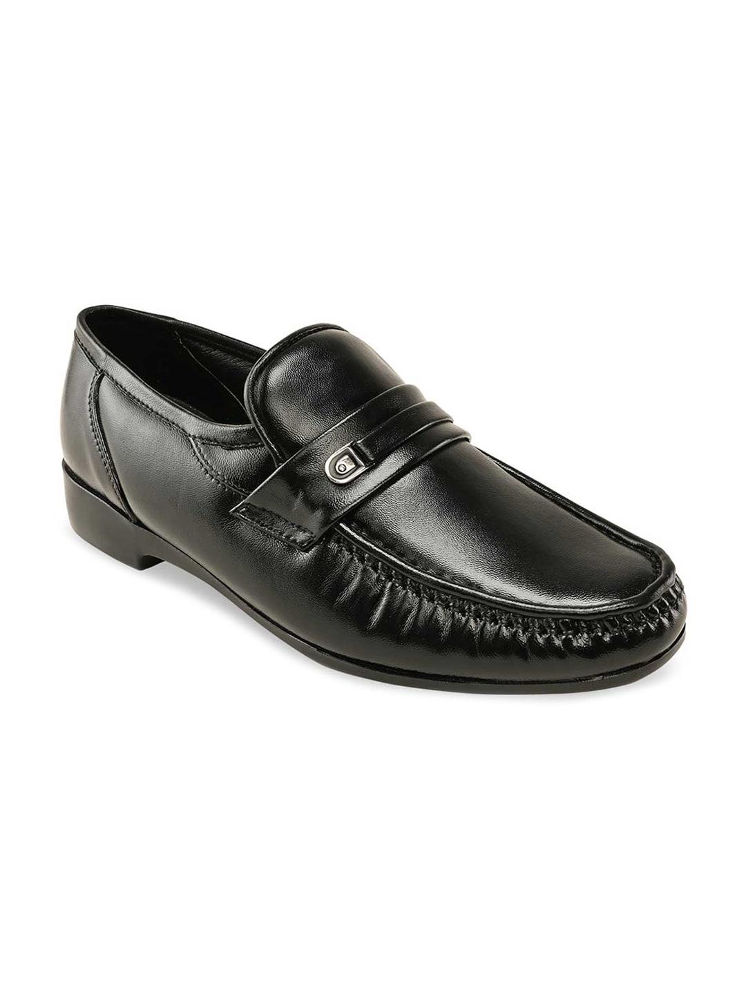 Regal Men Black Solid Leather Formal  Slip On Shoes