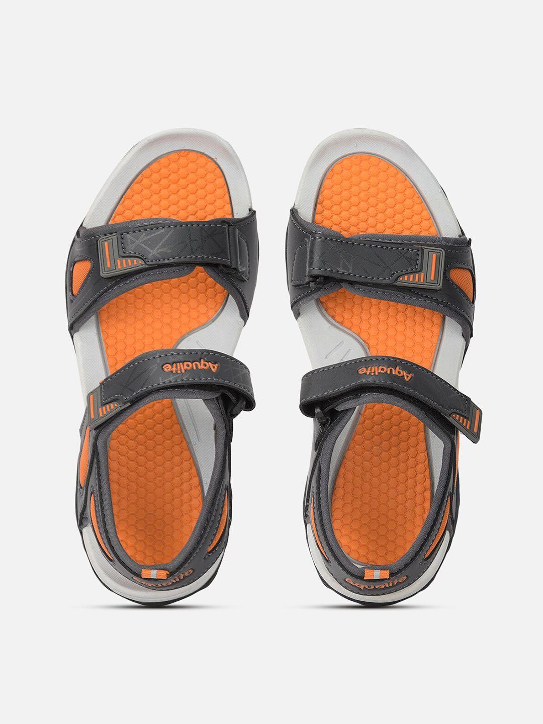 Aqualite Men Grey & Orange Sports Sandals