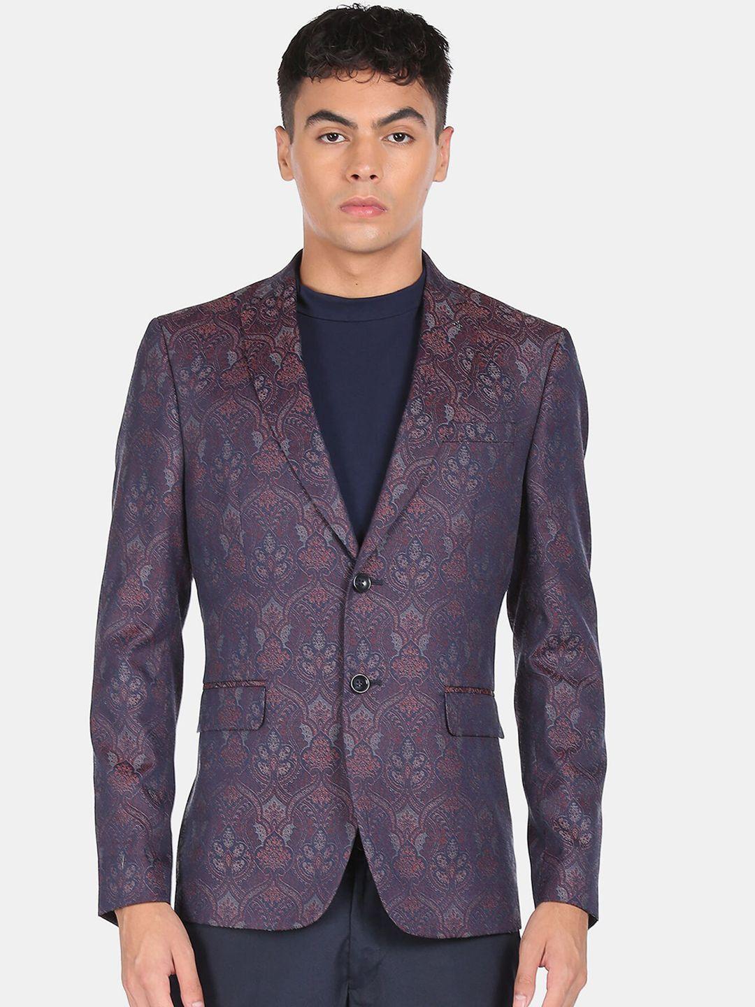arrow-men-blue-printed-double-breasted-casual-blazer