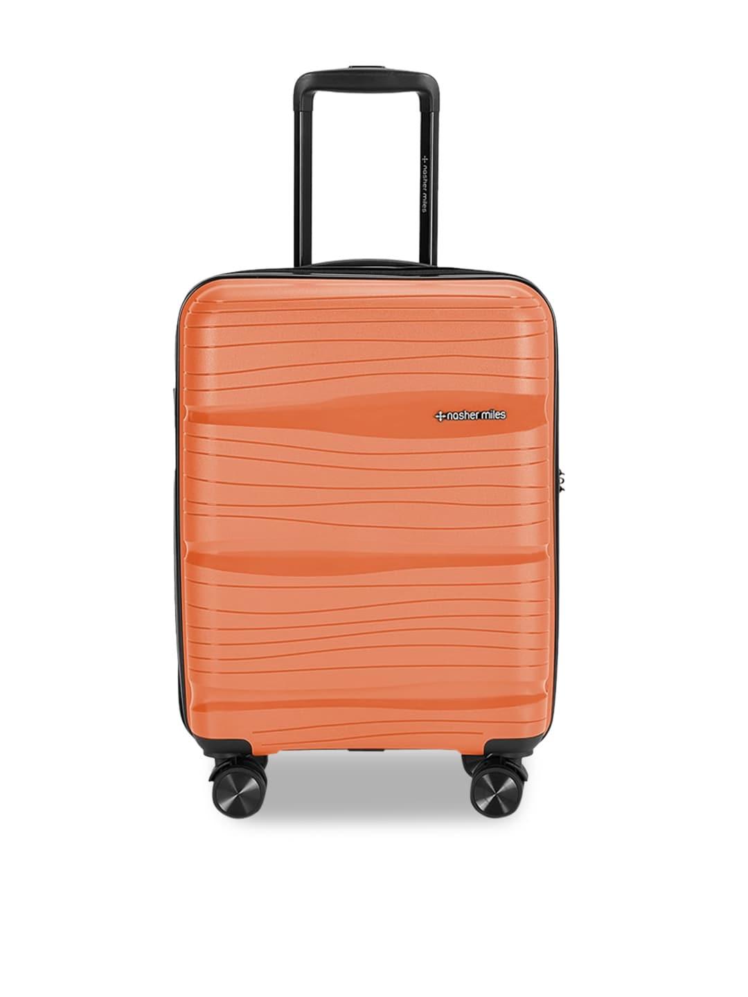 Nasher Miles Orange Textured Hard-Sided Polypropylene Cabin Trolley Bag