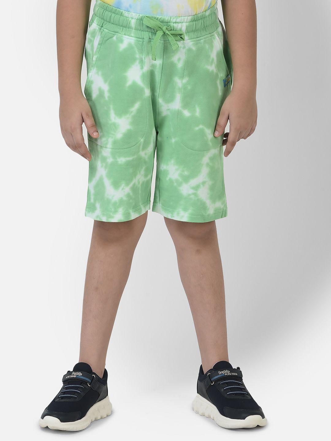 Cub McPaws Boys Green Tie & Dye Cotton Regular Fit Shorts