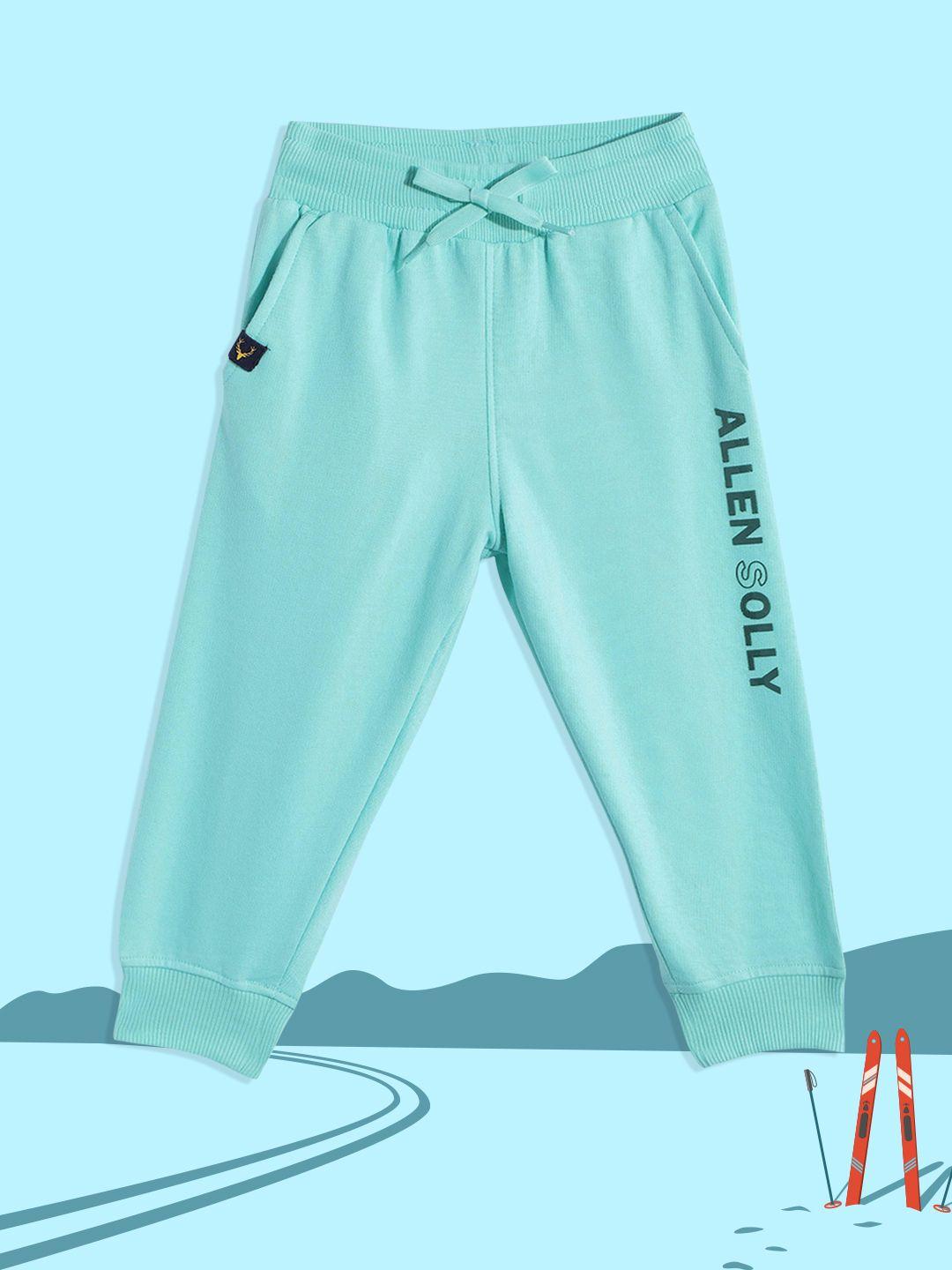 Allen Solly Junior Boys Turquoise Blue Solid Joggers
