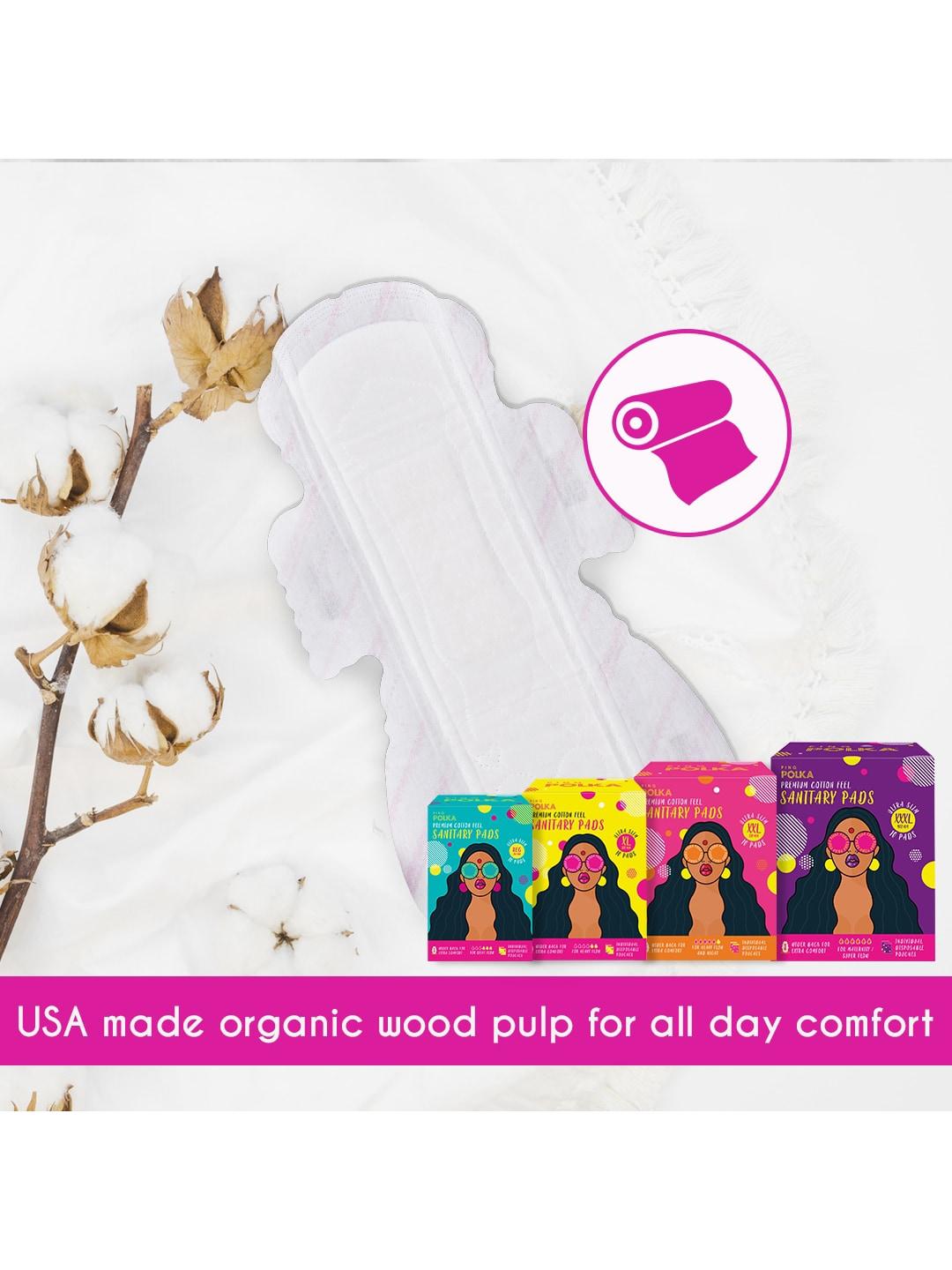 PINQ Polka Period Combo Pack - Premium Organic Cotton Feel Ultra Sanitary Pads - 20 Pcs