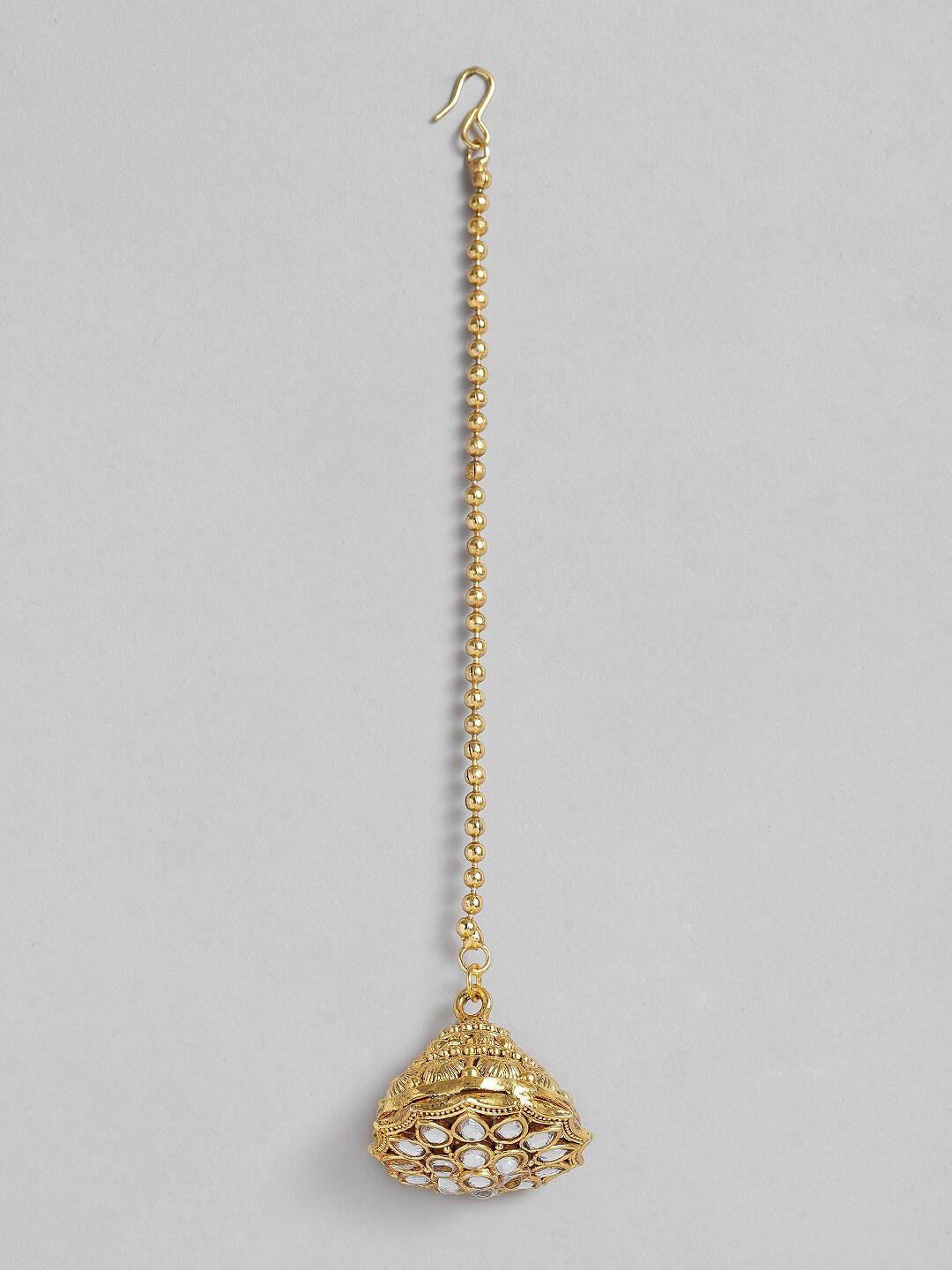 I Jewels Gold-Plated Kundan-Studded Maang Tika