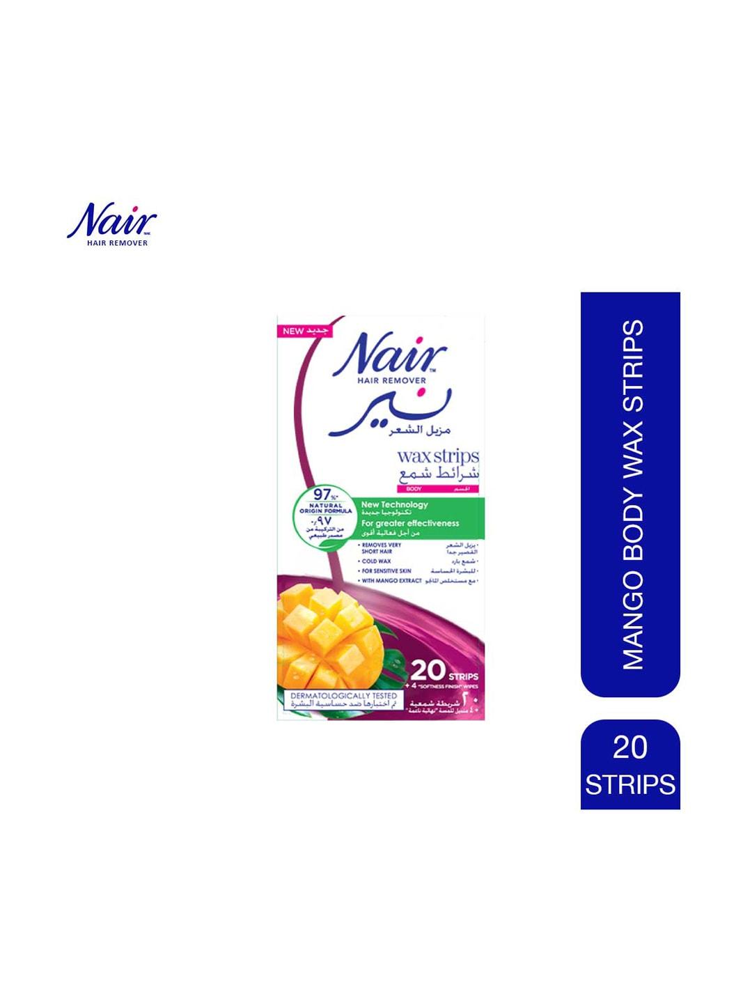 Nair Hair Removal Body Wax Strips for Sensitive Skin with Mango Extracts - 20 Strips